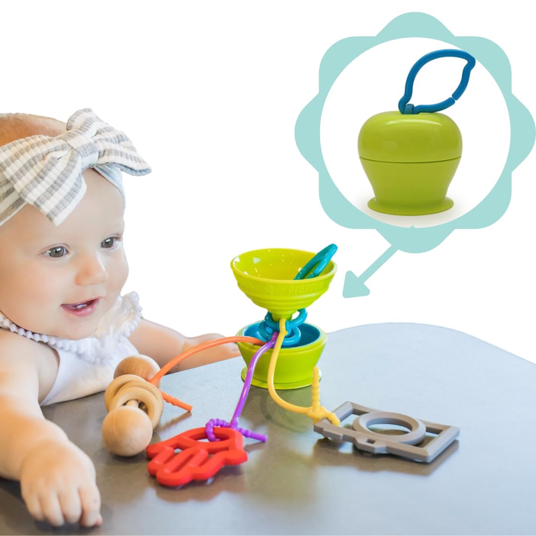 Grapple Suction Cup High Chair Toys Holder | 3 Toy Tethers Keep Toys from Falling | Holds Teethers, Toys, Snack Cups | for Babies 6-12 Months | Perfect for Travel and Restaurant