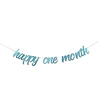 Happy One Month Banner, Baby Shower Party Decorations, Newborn Sign Banner, New Baby - Gender Reveal - Happy 30 Days Party Decorations(Blue One)