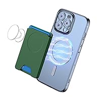 AUROX Magnetic Wallet Compatible with Magsafe Wallet for iPhone 15/14/13/12 Series Magnetic Card Wallet Holder with MagSafe【Wallet Only】 Works for Pop Socket Grip【Removable Wireless Charging】(Green)