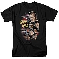 Star Trek Crew Classic TV Show Adult Unisex T Shirt & Stickers Black