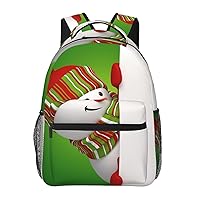 Casual Laptop Backpack Lightweight Smile Gaze Snowman Canvas Backpack For Women Man Travel Daypack With Side Pocket