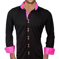Black with Neon Pink Moisture Wicking Dress Shirt - Made in USA