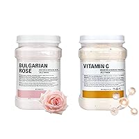 Jelly Mask Hydrating Deep Cleaning Detoxing Healing and Relaxing Premium Modeling Rubber For Facials Professional Set - 2 Treatments (VC,Bulgarian Rose)