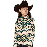 Girls' Southwestern Print Fleece Pullover Forest Green X-Small