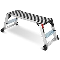 Work Platform Step Ladder, 38×12×20 Aluminum Platform Non-Slip, Capacity 330 LBS 𝐇𝐞𝐚𝐯𝐲 𝐃𝐮𝐭𝐲 Folding Work Bench for Washing Vehicles, Cleaning, Decorating
