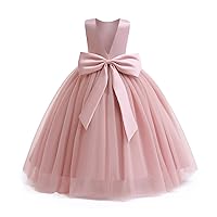 Flower Girls Formal Satin Tulle Dress Princess Bridesmaid Pageant Dresses for Wedding Kids Prom Ball Gowns Dress