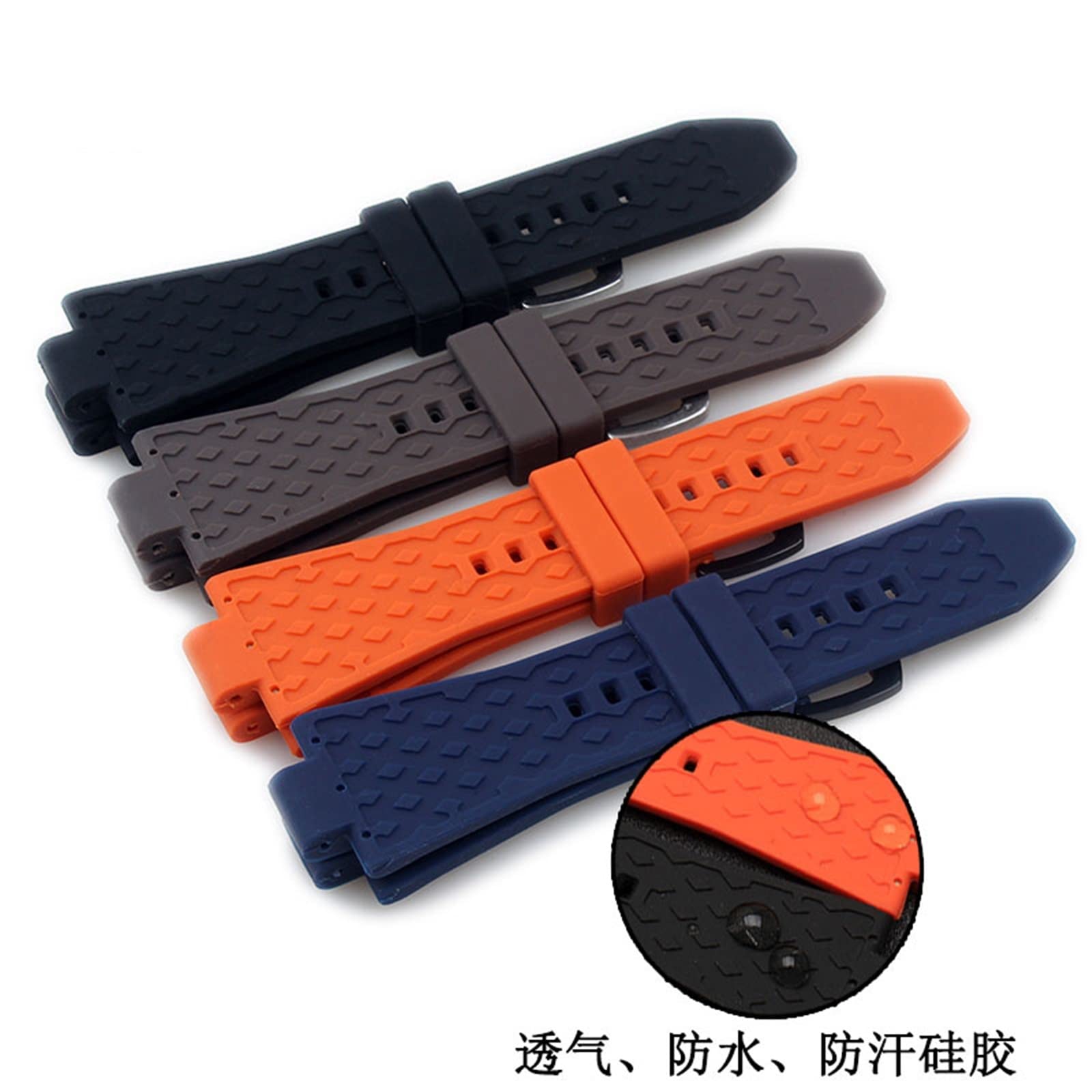OSGC 29x13mm Silicone rubber Concave convex Watch Strap For Michael Kors MK9019 MK8295 MK8492 MK9020 MK9020 (Color : 26mm, Size : 29X13mm)