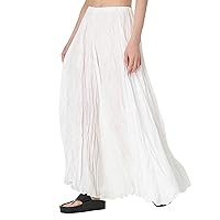 Maxi Skirts for Women Summer Flowing Drape Wrinkled Loose Dress Oversized Skirt High Waist A-Line Long Skirt Dress