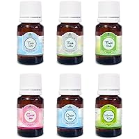 Aromatherapy Essential Oils - Pack of 6 100% Pure & Natural Therapeutic Oils - 10 ML Each (Fresh Linen, Fresh Cotton, Forest Fresh, Ocean Blue, Sweet Pea, Mountain Rain) Summer Fresh Set