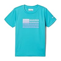 Columbia Girl's Mirror Creek™ Short Sleeve Graphic Shirt (Little Kids/Big Kids) Geyser/Patriotic Pines Graphic SM (7-8 Big Kid)