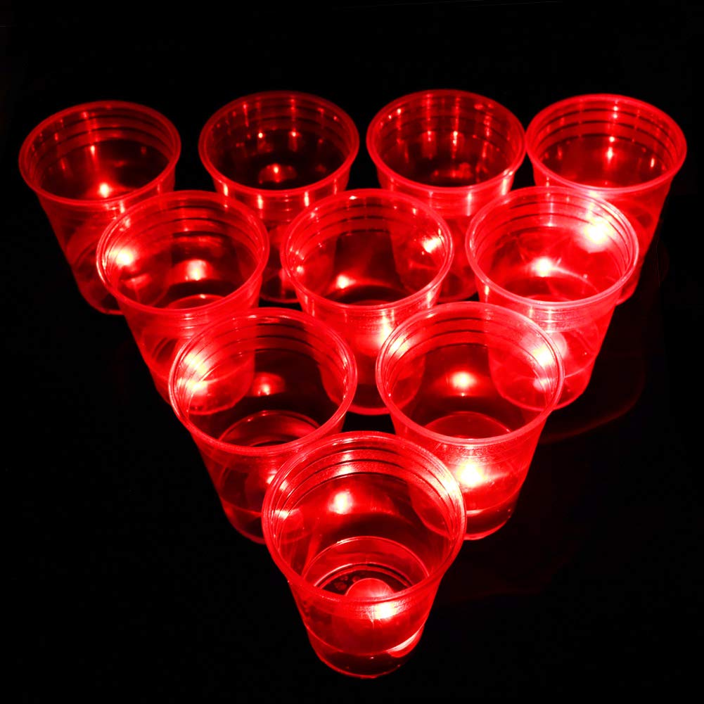 Six Senses Media The Dark Beer Pong Set,Beer Pong Party Cup Set, LED Beer Pong Cups and Glow-in-The-Dark Balls,22 Set