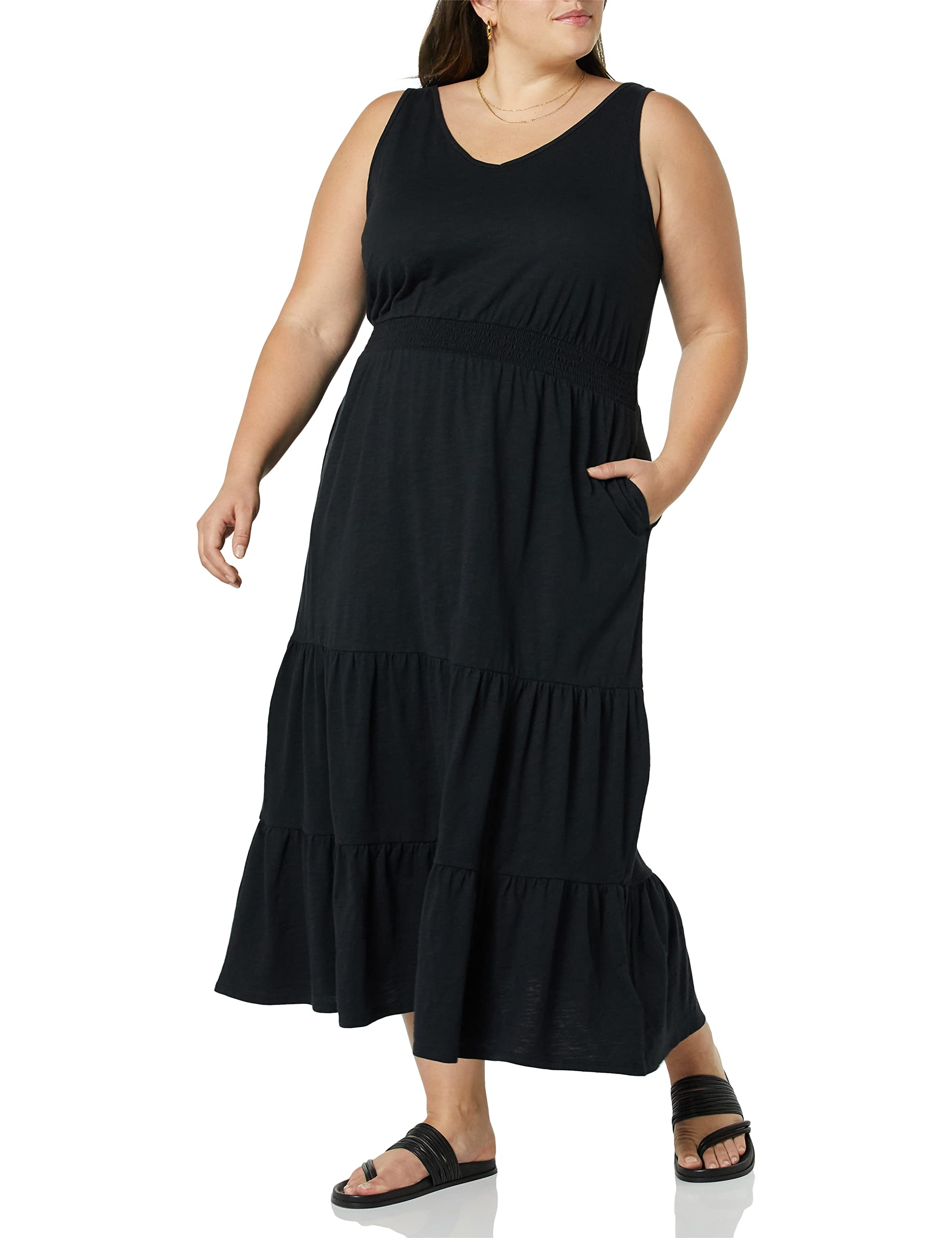 Amazon Essentials Women's Sleeveless Elastic Waist Summer Maxi Dress (Available in Plus Size)