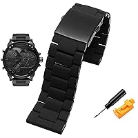 Watch Strap for Diesel DZ7370 DZ7395 DZ 7430 DZ7396 Men's Large Dial Silica Gel Fine Steel Watch Band 28mm (Color : Black Gray, Size : 28mm)