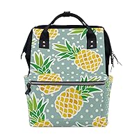 Diaper Bag Backpack Pineapples with Small Polka Dot Casual Daypack Multi-Functional Nappy Bags