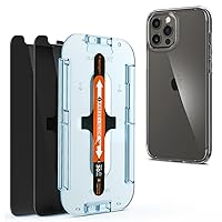 Spigen Tempered Glass Screen Protector [GlasTR EZ FIT - Privacy] & Ultra Hybrid Case Designed for iPhone 12 Pro Max Case (2020)