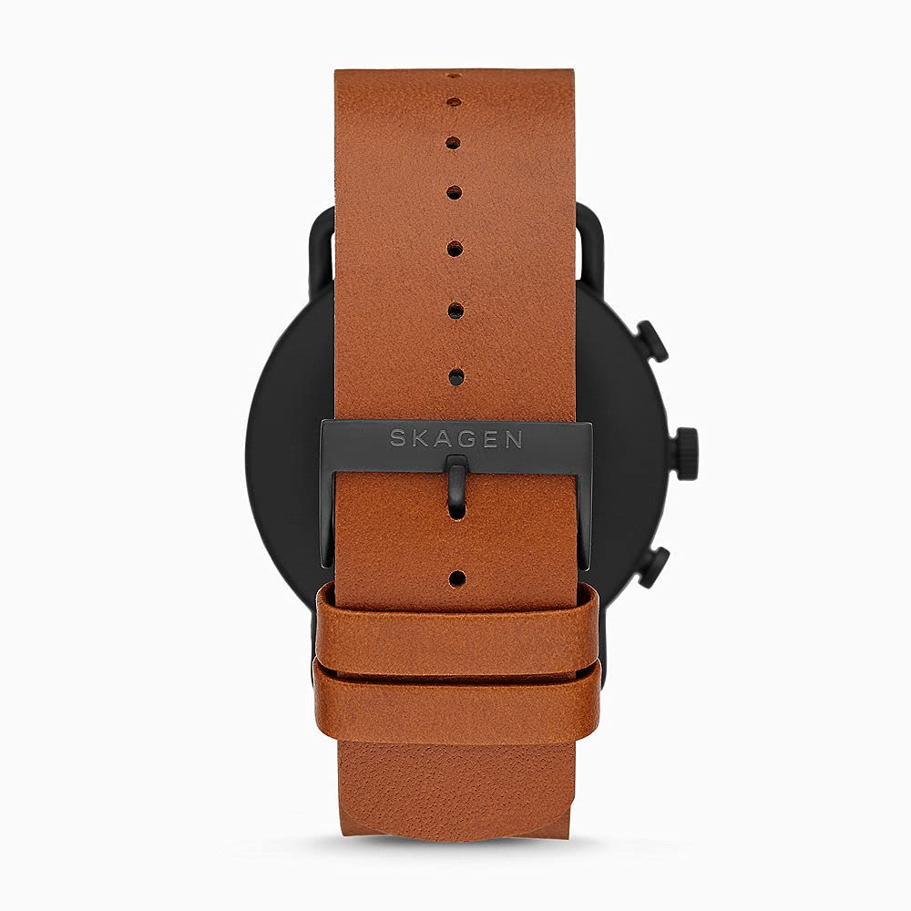 Skagen Touchscreen Smart Watch Time for Men's Skt5201 Forster Island 3 Two-Tone Leather Strap Tan