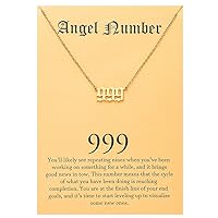 Tasunom Old English Angel & Number Necklace Numerology Jewelry for Women 18K Gold Plated Stainless Steel