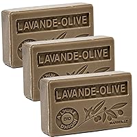 Maison Du Savon De Marseille - French Soap Made with Organic Argan Oil - Lavender Olive Fragrance - 3.5 Oz Bars - Set of 3