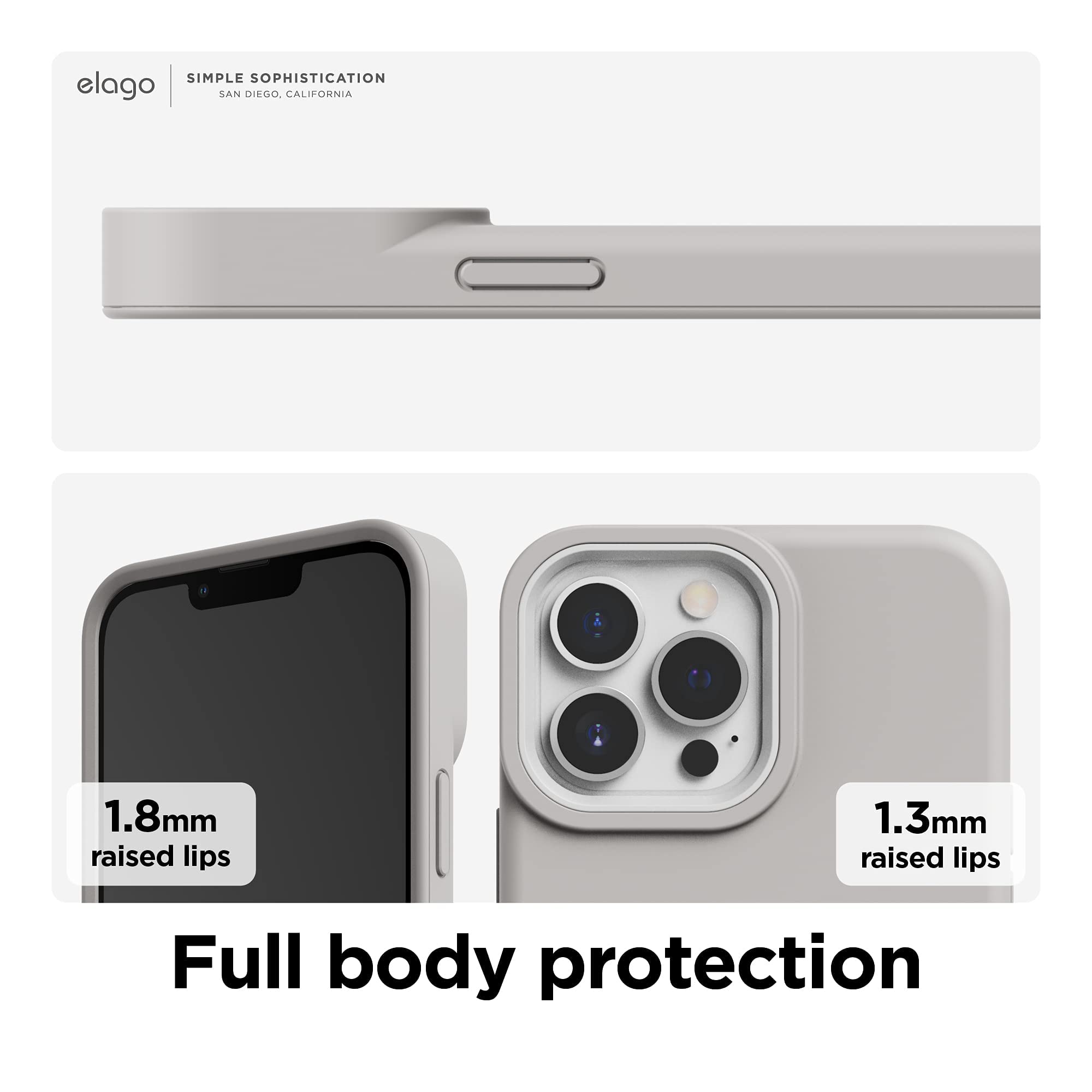 elago Glide Armor Case Designed for iPhone 13 Pro Max Case, Drop Protection, Shockproof Protective TPU Cover, Upgraded Shockproof, Mix and Match Parts, Enhanced Camera Guard [Stone/White]