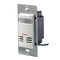 Leviton OSSMT-MDW Ultrasonic/Infrared, Multi-Technology Wall Switch Sensor, with Neutral wire, 2400 sq. ft. Major & 400 sq. ft. Minor Motion Coverage, White
