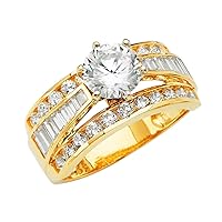 14k Yellow Gold CZ Cubic Zirconia Simulated Diamond Engagement Ring Jewelry Gifts for Women - Ring Size Options: 5 7