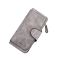 Womens Long Leather Wallet, RFID Blocking Leather Pocket Wallet Ladies Mini Purse with ID Window
