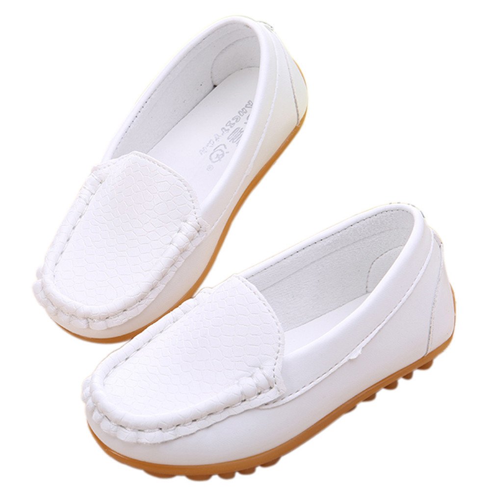 LONSOEN Toddler Little Kid Boys Girls Soft Slip On Loafers Dress Flat Shoes