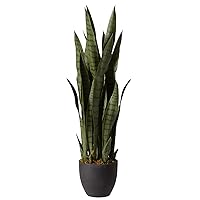 Nearly Natural, Green 4855 35in. Sansevieria with Black Planter