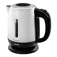 OVENTE Electric Tea Kettle Stainless Steel 1.2 Liter Portable Instant Hot Water Boiler Heater 1100W Power Fast Boiling with Cordless Body and Automatic Shut Off for Coffee Milk Chocolate Silver KS22S