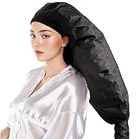 Hair Dryer Attachment Long Bonnet Hood Dryer with Headband, Reduces Heat Around Ears and Neck, Use for Hair Styling, Hair Drying, Curling and Deep Conditioning, Black