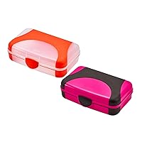 Hard Pencil Case, Durable Plastic Pencil Box, Kid-Friendly Colors in Pink & Orange, 2-Pack
