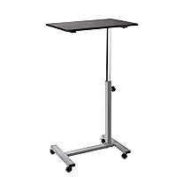 Seville Classics Airlift Height Adjustable Mobile Rolling Laptop Cart Computer Workstation Desk Table for Home, Office, Classroom, Hospital, w/Wheels, Overbed Sit Stand (24