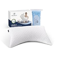 Molblly Pillow for Side and Back Sleepers, Adjustable Memory Foam Pillow, Suitable for Neck and Shoulder Pain, with Additional Foam Bag, Washable Hypoallergenic Cover, King Size Pillows (20x36in)