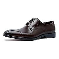Men's Oxfords Derby Shoes Dress Lace-up Cap Toe Genuine Leather Classic Brogue Comfort Formal