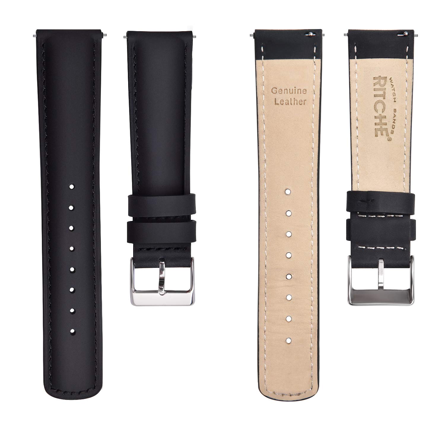 Ritche Quick Release Leather Watch Band 18mm 19mm 20mm 21mm 22mm 23mm 24mm Leather Watch Strap