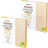 MEEDEN Wood Canvas Panels 20x20 & 24x24 Inch (2 Pack,4 in Total), Gallery 1-1/2'' Deep Cradle Artist Birch Wood Panels for Pouring Art, Crafts Painting, Mixed-Media with Oils, Acrylics, Encaustic