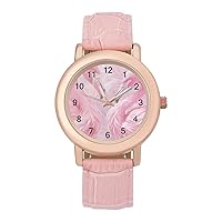 Pink Flamingos Casual Watches for Women Classic Leather Strap Quartz Wrist Watch Ladies Gift