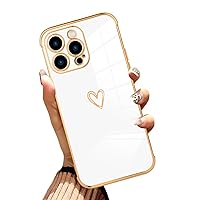 AIGOMARA Compatible with iPhone 15 Pro Case Heart Design Plating White Cover Shockproof Protection Anti-Scratch Soft TPU Wireless Charging Slim Case for 15 Pro 6.1 Inch - White