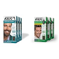 Just For Men Mustache & Beard Medium-Dark Brown M-40 Pack of 3 + Shampoo-In Hair Color Medium-Dark Brown H-40 Pack of 3