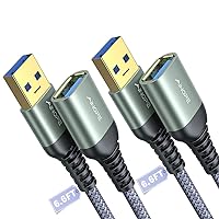 AINOPE 2 Pack 6.6FT+6.6FT USB 3.0 Extension Cable Type A Male to Female Extension Cord Sturdy Braided Material Fast Data Transfer Compatible with USB Keyboard,Mouse,Flash Drive, Hard Drive