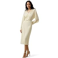 LilySilk Minimalist Silk Midi Dress for Women V Neck Long Sleeve Long 100% Silk Dresses for Ladies Long Sleeve