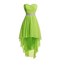 Short Sweetheart Ruched Chiffon Prom Homecoming Dress High Low Formal Party Ball Gown Lime Green 16W