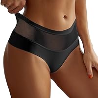 Sexy Sheer Lace Mesh Underwear For Women High Waisted Clear Panties See Through Seamless Hipsters Stretchy Comfy Briefs