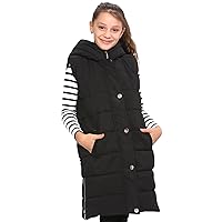 Kids Girls Oversized Black Gilet Long Line Style Jacket Long Sleeveless Coat