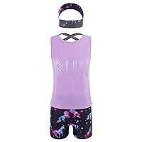 Kids Gitls Active Shorts Set Cotton T-Shirt Tank Tops and Bike Shorts Workout Outfits Activewear Summer Clothes