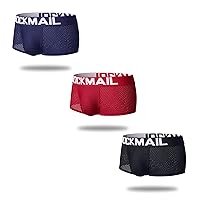JOCKMAIL 3PCS/Pack Mens Boxer Briefs Men's Underwear Cotton Mens Boxers Soft Breathable Ice Silk Underwear Mens Woven Boxers