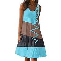 Dresses for Women 2024 Summer Beach Dress Casual Boho Midi Sundresses Sexy Sleeveless Ruffle Party Dress with Pocket