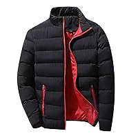 Puffy Jacket Men Cotton Lightweight Warm Winter Coat Stand Collar Quilted Waterproof Windproof Insulated Jackets