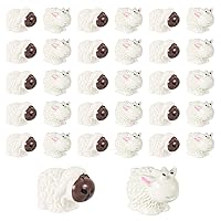 30pcs Mini Sheep Figurines, White & Brown Face Tiny Miniature Sheep Cute Small Resin Animal Toy for Landscape Dollhouse Cake Topper DIY Craft Home Decor Garden Decoration