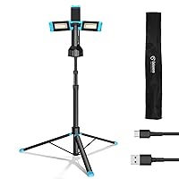 5000 Lumen Work Light with Stand, GoGonova 67'' Rechargeable Cordless Work Light with Triple LED Lamps, 1200/2500/5000 Lumen, 4500/7000K Dimmable Led Work Light Kit with Detachable Tripod